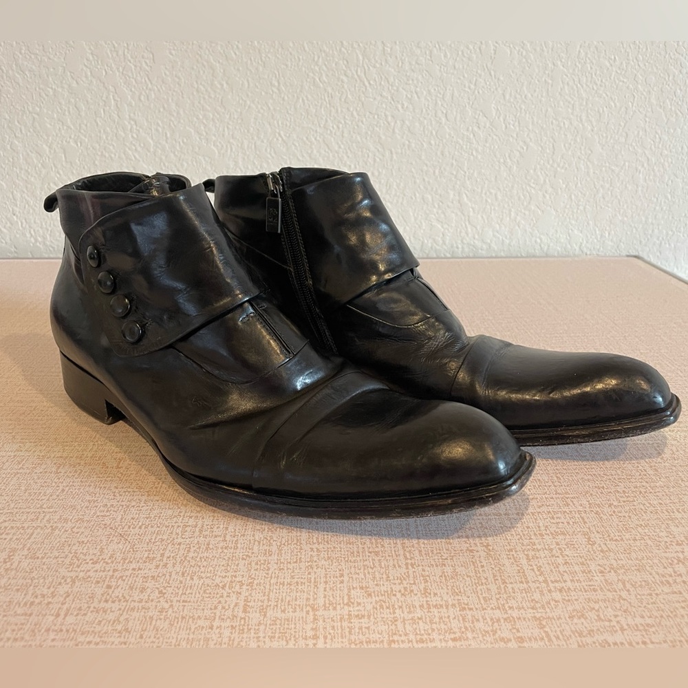 Jo Ghost Black Leather Studded Ankle Boots size EU 45 Mens